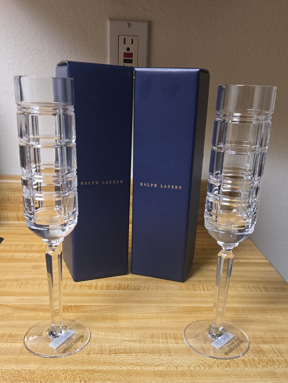 Ralph Lauren Hudson Plaid Champagne Flutes [Set of 2]